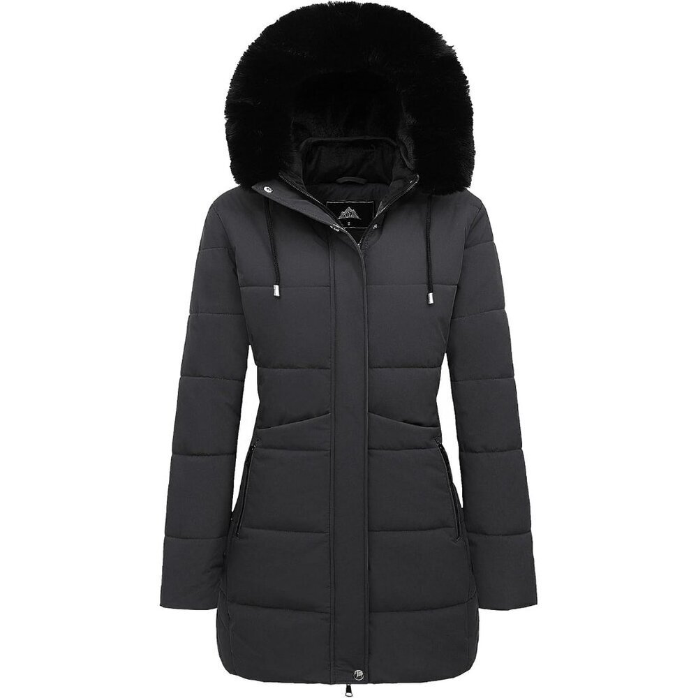 Women's Dark grey Winter Puffer Coat Jacket Waterproof Hooded